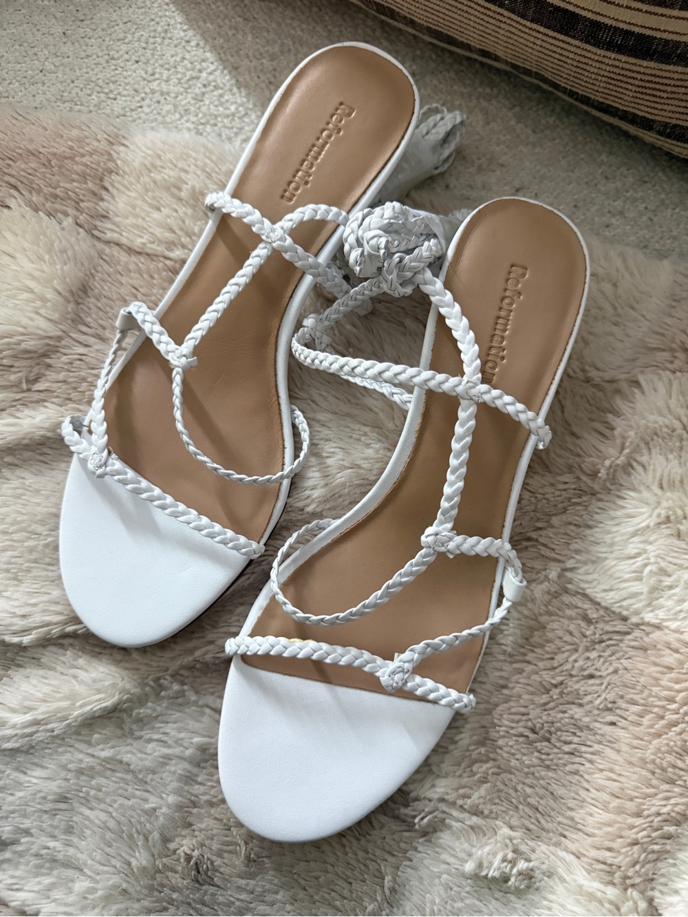 New Reformation white kitten heels
